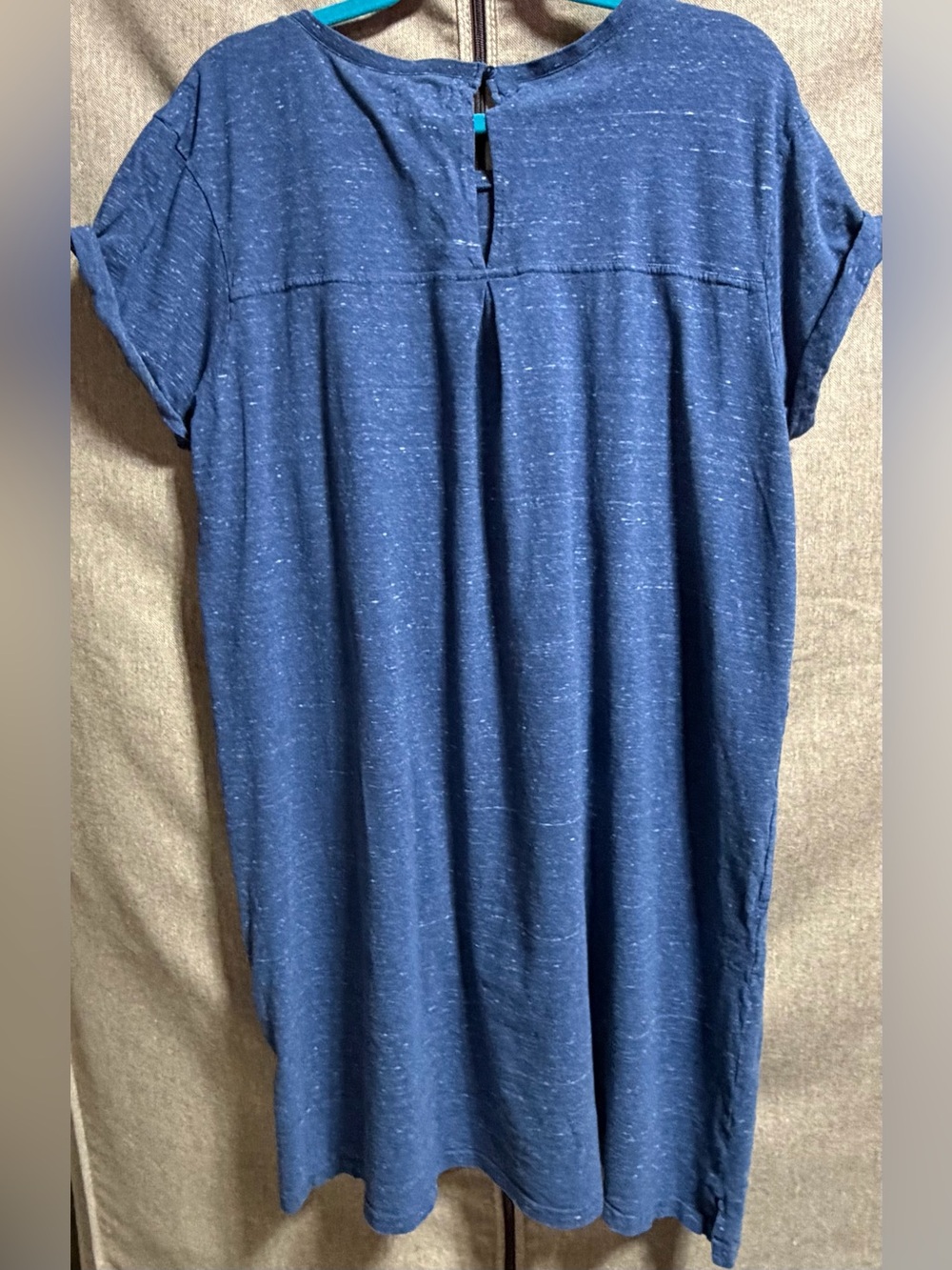 Pact Heathered Navy T-Shirt Dress with Keyhole Back XL